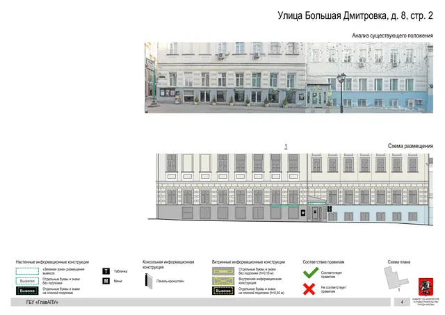 Улица Большая Дмитровка, д. 8, стр. 2 · PDF 5 Архитектурная концепция размещения вывесок — Большая дмитровка улица, 8, стр. 2, Москва, страница PDF 5 · Документ по адресу · Архитектурно-художественная концепция