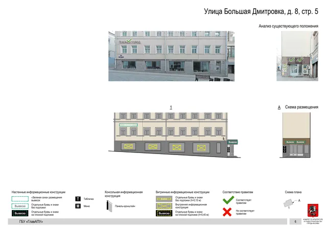 Архитектурная концепция размещения вывесок — Большая дмитровка улица, 8, стр. 5, Москва, страница PDF 7 · Документ по адресу · Архитектурно-художественная концепция