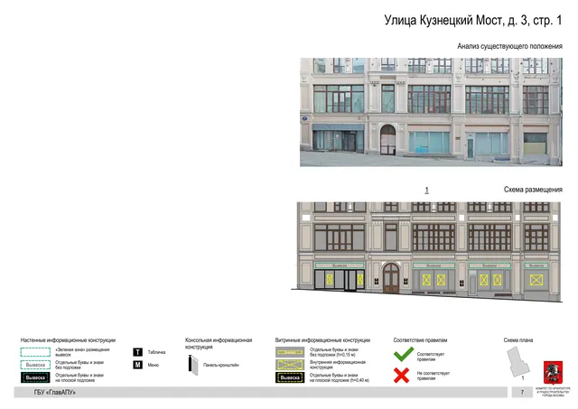 Архитектурная концепция размещения вывесок — Кузнецкий мост улица, 3, стр. 1, Москва, страница PDF 8 · Документ по адресу · Архитектурно-художественная концепция