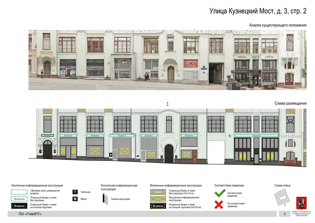 Улица Кузнецкий Мост, д. 3, стр. 2 · PDF 9 Архитектурная концепция размещения вывесок — Кузнецкий мост улица, 3, стр. 2, Москва, страница PDF 9 · Документ по адресу · Архитектурно-художественная концепция