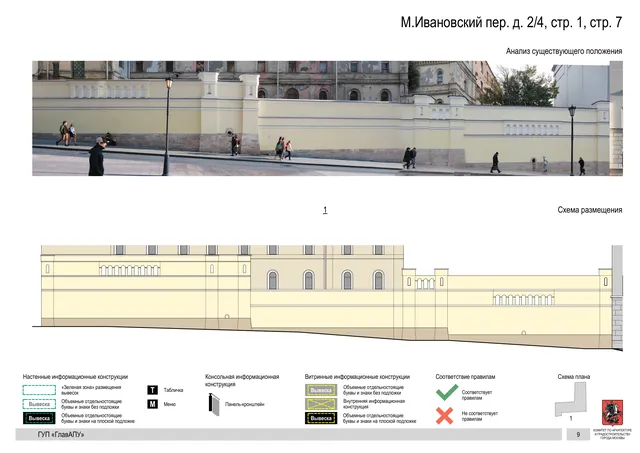 Архитектурная концепция размещения вывесок — М ивановский переулок, 2/4, стр. 1, Москва, страница PDF 13 · Документ по адресу · Архитектурно-художественная концепция · 2017 год