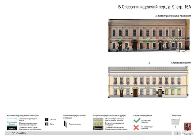 Архитектурная концепция размещения вывесок — Б спасоглинищевский переулок, 9, стр. 16А, Москва, страница PDF 8 · Документ по адресу · Архитектурно-художественная концепция · 2017 год