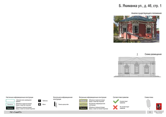 Б. Якиманка ул., д. 46, стр. 1 · PDF 13 Архитектурная концепция размещения вывесок — Большая якиманка улица, 46, стр. 1, Москва, страница PDF 13 · Документ по адресу · Архитектурно-художественная концепция