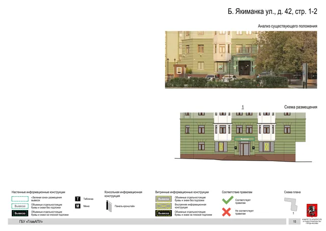 Б. Якиманка ул., д. 42, стр. 1-2 · PDF 17 Архитектурная концепция размещения вывесок — Большая якиманка улица, 42, стр. 1-2, Москва, страница PDF 17 · Документ по адресу · Архитектурно-художественная концепция