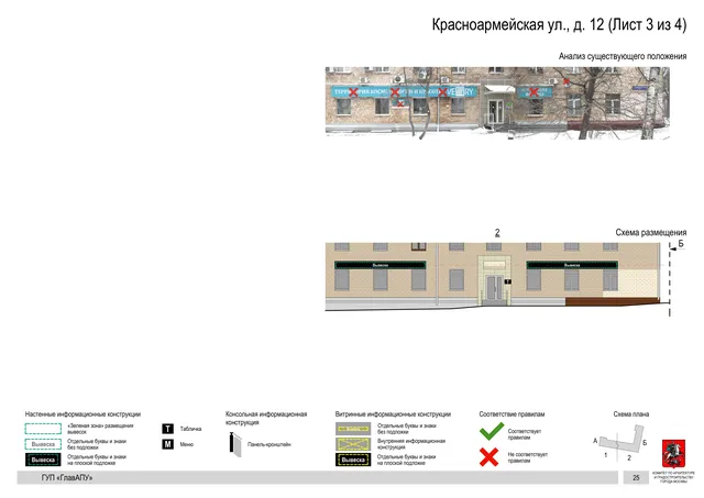 Архитектурная концепция размещения вывесок — Красноармейская улица, 12, Москва, лист 3 из 4 · Документ по адресу · Архитектурно-художественная концепция · 2016 год