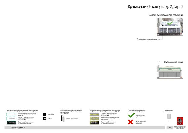 Архитектурная концепция размещения вывесок — Красноармейская улица, 2, стр. 3, Москва, страница PDF 29 · Документ по адресу · Архитектурно-художественная концепция · 2016 год