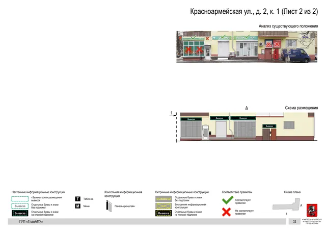Архитектурная концепция размещения вывесок — Красноармейская улица, 2, корп. 1, Москва, лист 2 из 2 · Документ по адресу · Архитектурно-художественная концепция · 2016 год