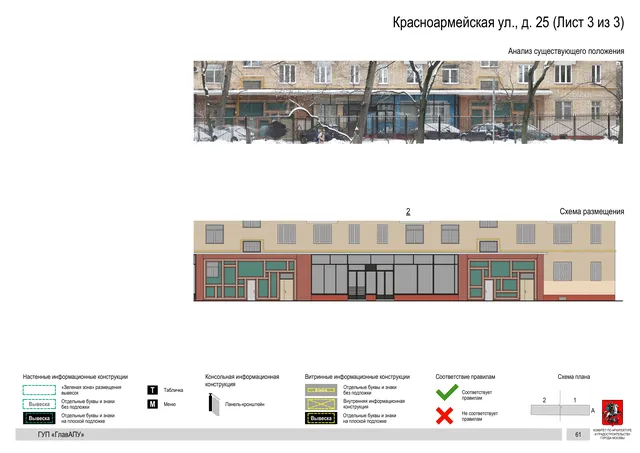 Архитектурная концепция размещения вывесок — Красноармейская улица, 25, Москва, лист 3 из 3 · Документ по адресу · Архитектурно-художественная концепция · 2016 год