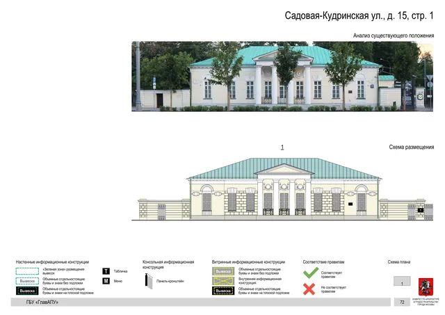 Садовая-Кудринская ул., д. 15, стр. 1 · PDF 74 Архитектурная концепция размещения вывесок — Садовая-кудринская улица, 15, стр. 1, Москва, страница PDF 74 · Документ по адресу · Архитектурно-художественная концепция