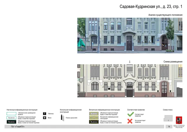 Садовая-Кудринская ул., д. 23, стр. 1 · PDF 80 Архитектурная концепция размещения вывесок — Садовая-кудринская улица, 23, стр. 1, Москва, страница PDF 80 · Документ по адресу · Архитектурно-художественная концепция