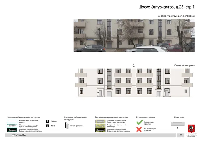Архитектурная концепция размещения вывесок — Энтузиастов шоссе, 23, стр. 1, Москва, страница PDF 24 · Документ по адресу · Архитектурно-художественная концепция · 2020 год