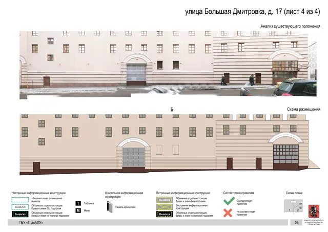 Архитектурная концепция размещения вывесок — Большая дмитровка улица, 17, Москва, лист 4 из 4 · Документ по адресу · Архитектурно-художественная концепция