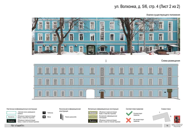 Архитектурная концепция размещения вывесок — Волхонка улица, 5/6, стр. 4, Москва, лист 2 из 2 · Документ по адресу · Архитектурно-художественная концепция