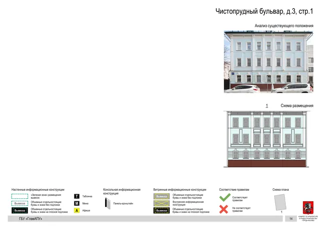 Архитектурная концепция размещения вывесок — Чистопрудный бульвар, 3, стр. 1, Москва, страница PDF 47 · Документ по адресу · Архитектурно-художественная концепция