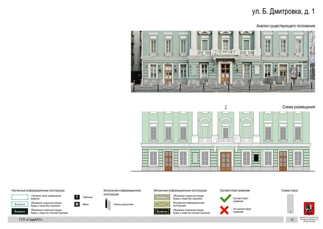 ул. Б. Дмитровка, д. 1 · PDF 16 Архитектурная концепция размещения вывесок — Б дмитровка улица, 1, Москва, страница PDF 16 · Документ по адресу · Архитектурно-художественная концепция