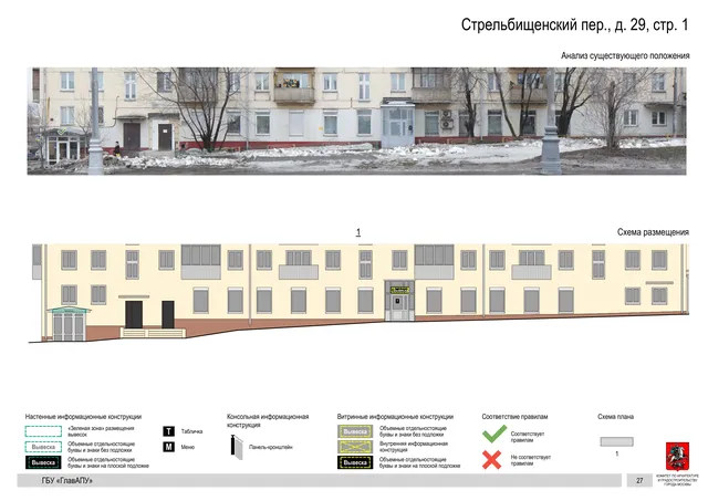Архитектурная концепция размещения вывесок — Стрельбищенский переулок, 29, стр. 1, Москва, страница PDF 30 · Документ по адресу · Архитектурно-художественная концепция · 2019 год