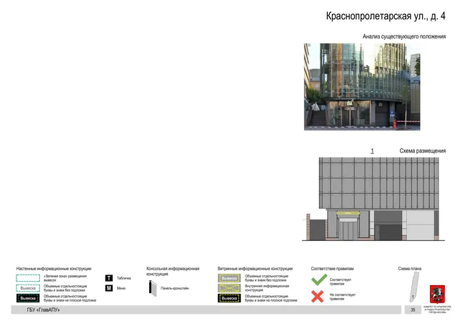 Краснопролетарская ул., д. 4 · PDF 37 Архитектурная концепция размещения вывесок — Краснопролетарская улица, 4, Москва, страница PDF 37 · Документ по адресу · Архитектурно-художественная концепция