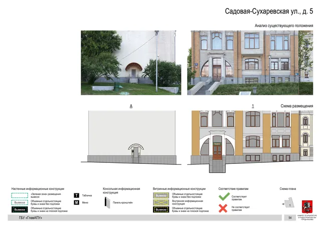 Архитектурная концепция размещения вывесок — Садовая-сухаревская улица, 5, Москва, страница PDF 56 · Документ по адресу · Архитектурно-художественная концепция
