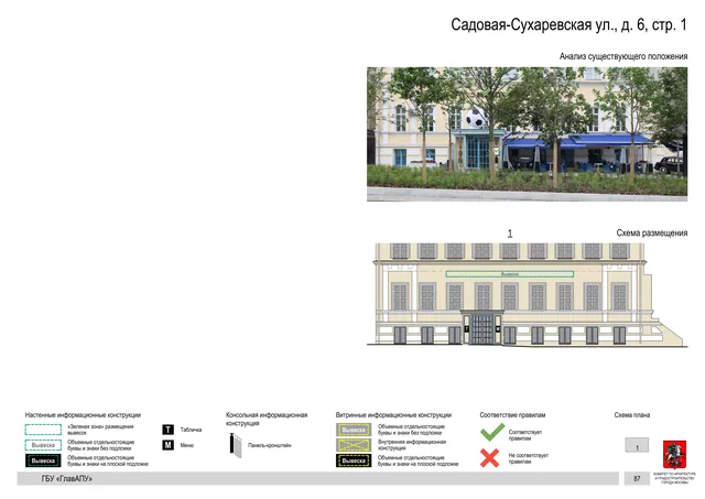 Садовая-Сухаревская ул., д. 6, стр. 1 · PDF 90 Архитектурная концепция размещения вывесок — Садовая-сухаревская улица, 6, стр. 1, Москва, страница PDF 90 · Документ по адресу · Архитектурно-художественная концепция