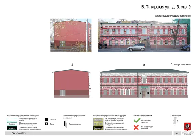 Б. Татарская ул., д. 5, стр. 9 · PDF 30 Архитектурная концепция размещения вывесок — Б татарская улица, 5, стр. 9, Москва, страница PDF 30 · Документ по адресу · Архитектурно-художественная концепция
