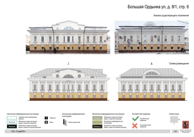 Большая Ордынка ул, д. 8/1, стр. 6 · PDF 107 Архитектурная концепция размещения вывесок — Большая ордынка улица, 8/1, стр. 6, Москва, страница PDF 107 · Документ по адресу · Архитектурно-художественная концепция
