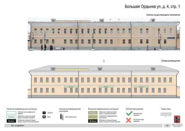 Большая Ордынка ул, д. 4, стр. 1 · PDF 110 Архитектурная концепция размещения вывесок — Большая ордынка улица, 4, стр. 1, Москва, страница PDF 110 · Документ по адресу · Архитектурно-художественная концепция