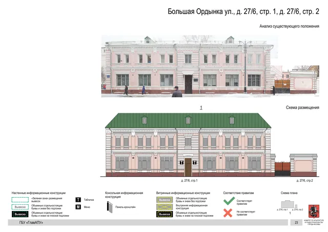 Большая Ордынка ул., д. 27/6, стр. 1, д. 27/6, стр. 2 · PDF 25 Архитектурная концепция размещения вывесок — Большая ордынка улица, 27/6, стр. 1, Москва, страница PDF 25 · Документ по адресу · Архитектурно-художественная концепция