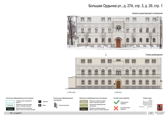Архитектурная концепция размещения вывесок — Большая ордынка улица, 27А, стр. 3, Москва, страница PDF 29 · Документ по адресу · Архитектурно-художественная концепция