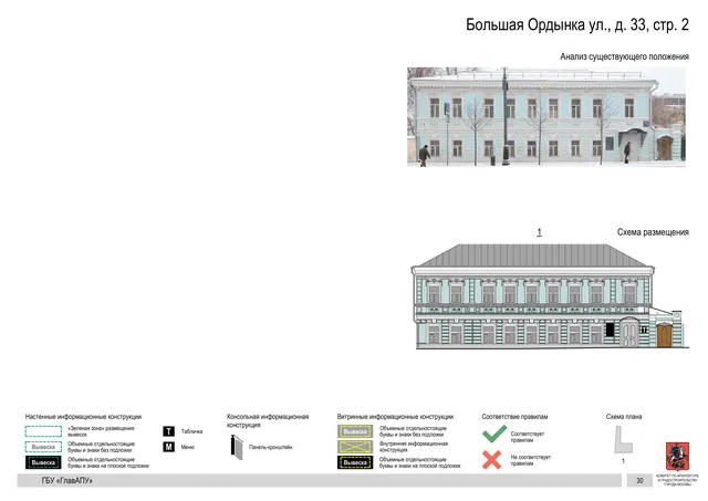 Большая Ордынка ул., д. 33, стр. 2 · PDF 32 Архитектурная концепция размещения вывесок — Большая ордынка улица, 33, стр. 2, Москва, страница PDF 32 · Документ по адресу · Архитектурно-художественная концепция