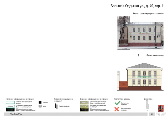 Архитектурная концепция размещения вывесок — Большая ордынка улица, 49, стр. 1, Москва, страница PDF 42 · Документ по адресу · Архитектурно-художественная концепция