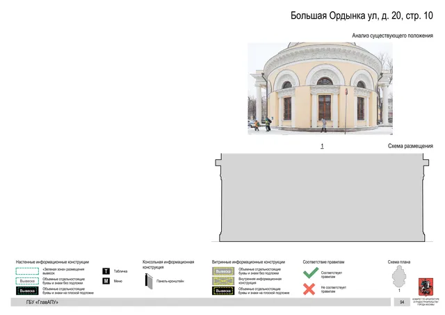 Большая Ордынка ул, д. 20, стр. 10 · PDF 97 Архитектурная концепция размещения вывесок — Большая ордынка улица, 20, стр. 10, Москва, страница PDF 97 · Документ по адресу · Архитектурно-художественная концепция
