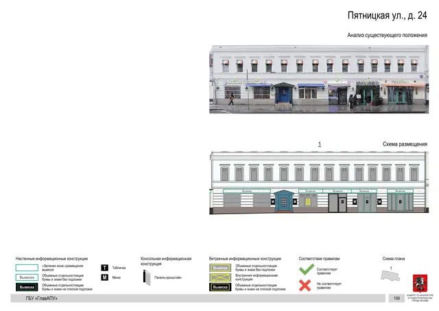 Архитектурная концепция размещения вывесок — Пятницкая улица, 24, Москва, страница PDF 110 · Документ по адресу · АХК № 310 от 30.09.2024