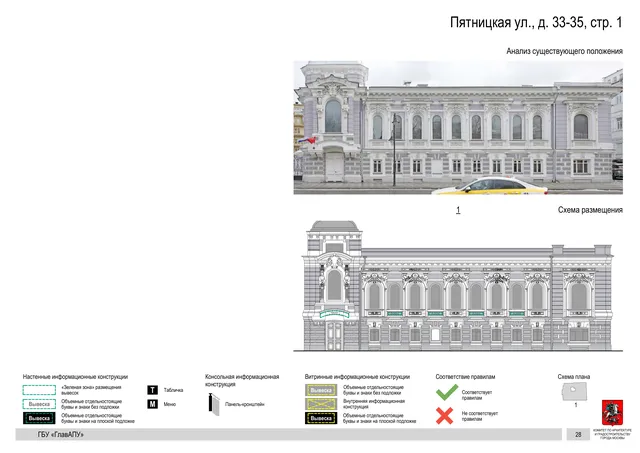 Пятницкая ул., д. 33-35, стр. 1 · PDF 29 Архитектурная концепция размещения вывесок — Пятницкая улица, 33-35, стр. 1, Москва, страница PDF 29 · Документ по адресу · АХК № 310 от 30.09.2024