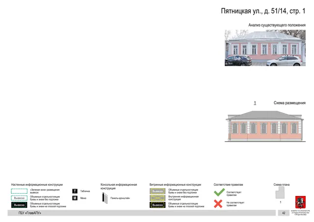Пятницкая ул., д. 51/14, стр. 1 · PDF 43 Архитектурная концепция размещения вывесок — Пятницкая улица, 51/14, стр. 1, Москва, страница PDF 43 · Документ по адресу · АХК № 310 от 30.09.2024