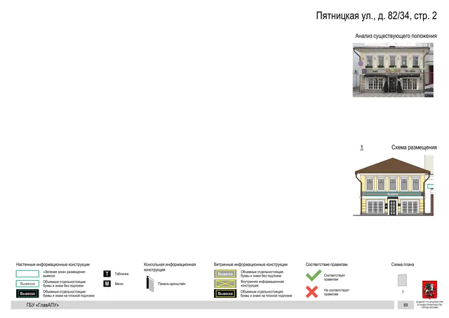 Архитектурная концепция размещения вывесок — Пятницкая улица, 82/34, стр. 2, Москва, страница PDF 70 · Документ по адресу · АХК № 310 от 30.09.2024
