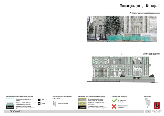 Пятницкая ул., д. 64, стр. 1 · PDF 80 Архитектурная концепция размещения вывесок — Пятницкая улица, 64, стр. 1, Москва, страница PDF 80 · Документ по адресу · АХК № 310 от 30.09.2024