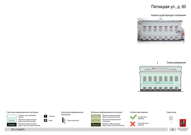 Пятницкая ул., д. 60 · PDF 83 Архитектурная концепция размещения вывесок — Пятницкая улица, 60, Москва, страница PDF 83 · Документ по адресу · АХК № 310 от 30.09.2024