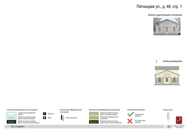Пятницкая ул., д. 48, стр. 1 · PDF 91 Архитектурная концепция размещения вывесок — Пятницкая улица, 48, стр. 1, Москва, страница PDF 91 · Документ по адресу · АХК № 310 от 30.09.2024