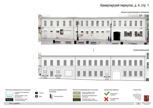 Архитектурная концепция размещения вывесок — Камергерский переулок, 4, стр. 1, Москва, страница PDF 17 · Документ по адресу · Архитектурно-художественная концепция · 2015 год