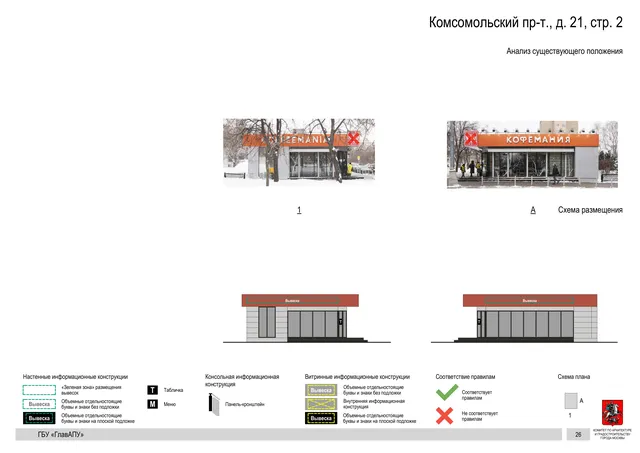 Архитектурная концепция размещения вывесок — Комсомольский проспект, 21, стр. 2, Москва, страница PDF 28 · Документ по адресу · Архитектурно-художественная концепция · 2019 год