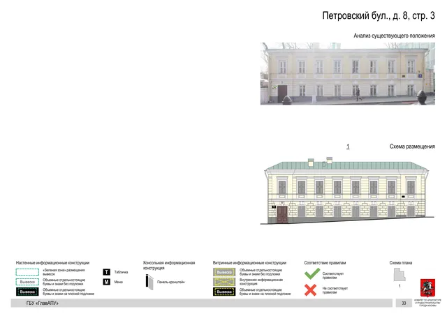Петровский бул., д. 8, стр. 3 · PDF 36 Архитектурная концепция размещения вывесок — Петровский бульвар, 8, стр. 3, Москва, страница PDF 36 · Документ по адресу · Архитектурно-художественная концепция