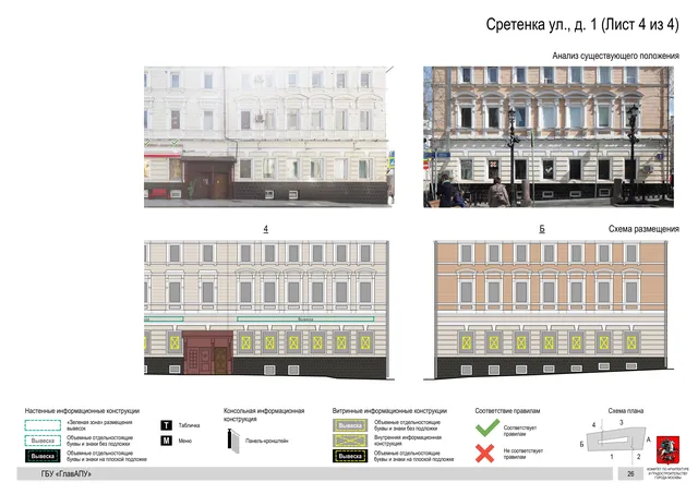 Архитектурная концепция размещения вывесок — Сретенка улица, 1, Москва, лист 4 из 4 · Документ по адресу · Архитектурно-художественная концепция