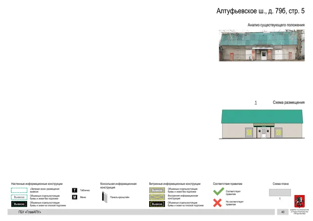 Архитектурная концепция размещения вывесок — Алтуфьевское шоссе, 79Б, стр. 5, Москва, страница PDF 41 · Документ по адресу · Архитектурно-художественная концепция · 2020 год