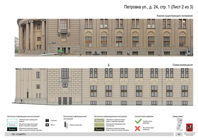 Архитектурная концепция размещения вывесок — Петровка улица, 24, стр. 1, Москва, лист 2 из 3 · Документ по адресу · АХК № 82 от 23.03.2023