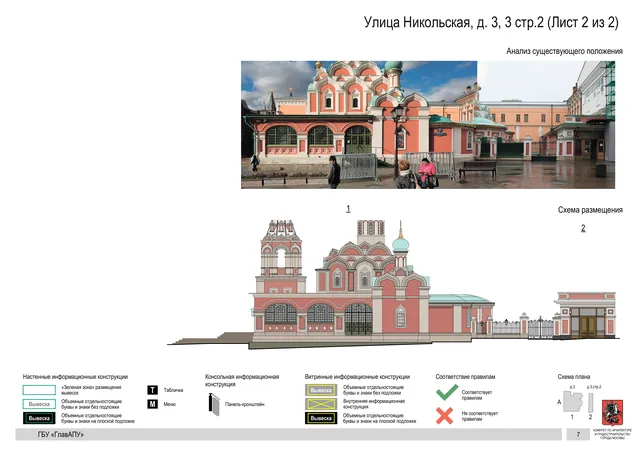 Архитектурная концепция размещения вывесок — Никольская улица, 3, Москва, лист 2 из 2 · Документ по адресу · Архитектурно-художественная концепция · 2017 год