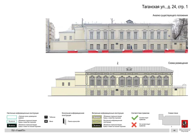 Архитектурная концепция размещения вывесок — Таганская улица, 24, стр. 1, Москва, страница PDF 48 · Документ по адресу · Архитектурно-художественная концепция · 2019 год