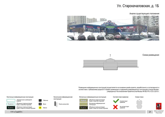 Архитектурная концепция размещения вывесок — Старокачаловская улица, 1Б, Москва, страница PDF 21 · Документ по адресу · Архитектурно-художественная концепция · 2016 год