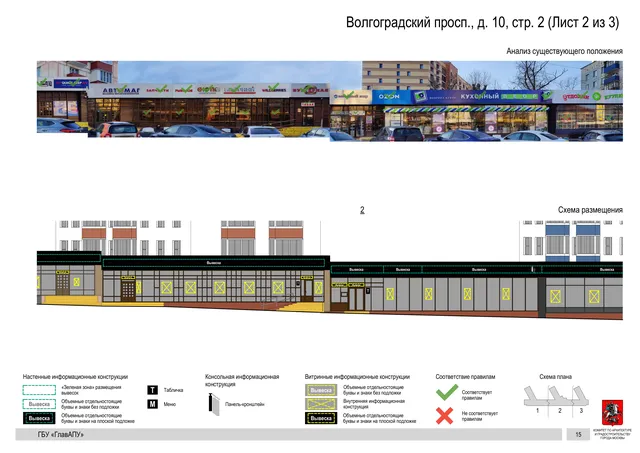Волгоградский просп., д. 10, стр. 2 (Лист 2 из 3) · PDF 17 Архитектурная концепция размещения вывесок — Волгоградский проспект, 10, стр. 2, Москва, лист 2 из 3 · Документ по адресу · АХК № 2437 от 31.10.2025