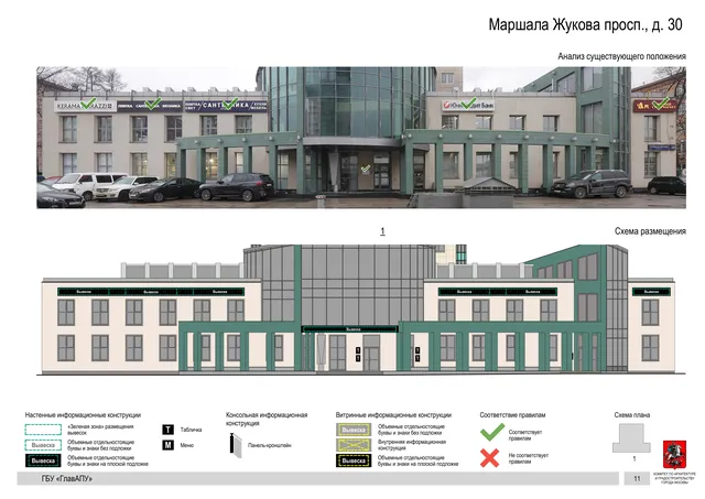 Архитектурная концепция размещения вывесок — Маршала жукова проспект, 30, Москва, страница PDF 13 · Документ по адресу · Архитектурно-художественная концепция · 2020 год