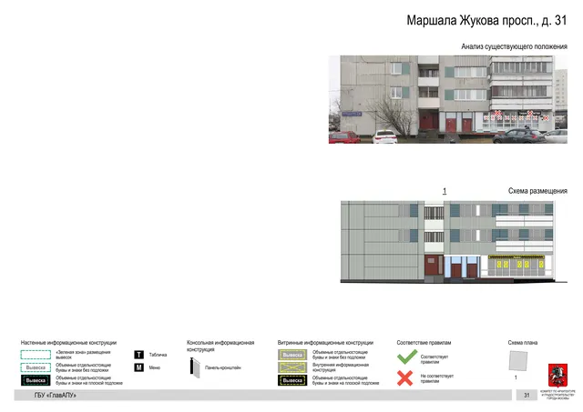 Архитектурная концепция размещения вывесок — Маршала жукова проспект, 31, Москва, страница PDF 34 · Документ по адресу · Архитектурно-художественная концепция · 2020 год